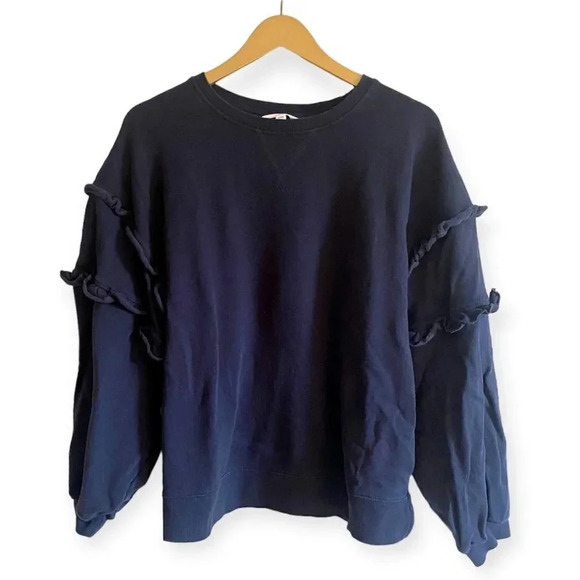 Time and Tru Blue Ruffle Sleeve Sweatshirt - Picture 2 of 11